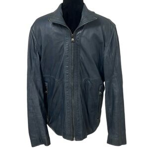 Andrew Marc Men’s blue/gray leather jacket